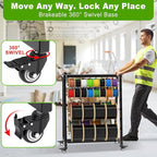 SELEWARE Heavy-Duty 8-Rod Wire Spool Rack – 400lb Capacity Cable Caddy & Dispenser with Locking Wheels, Adjustable Spool Rods for Electrical, Industrial & Retail Use