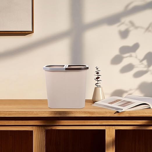 Double Compartment Garbage Bin Kitchen Wastebasket Dry and Wet Sorting Trash Can Plastic Non-Slip Base Bathroom Home Office Apartment Use
