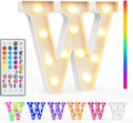 Pooqla Colorful Light Up Letters with Remote, Upgraded 35 Colors LED Marquee Letters, RGB Lighted Letter for Girls Teenager Gift, Birthday, Party, Wedding, Night Light, Room, Bedroom Decor, Letter W