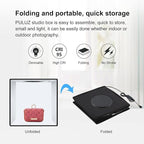 Photo Studio Light Box, PULUZ Mini Folding Lightbox LED Ring Light Portable Photo Box Shooting Tent Box Kit 12 Colors Backdrops USB Light Box Photography for Small Items Product Photography 10"x10"