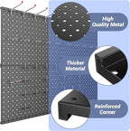 WALMANN 4-Pack 12"x16" Metal Pegboard Panels for Garage, Tool Organizer Pegboard for Pegboard Hooks - Compatible with 1/8" & 1/4" Hooks(Black)