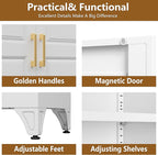 Kitchen Pantry Cabinet, 75" H Metal Storage Cabinet with Doors and Shelves, 4 Standing Feet, Cupboard for Kitchen, Dining, Living Room, 16" D x 32" W x 75" H, White, Assembly Required