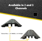 Kable Kontrol Drop Over Floor Cord Cover – 40” Inch Long 3 Channel Cable or Wire Protector – Rubber Ramp for Indoor and Outdoor Use – Black
