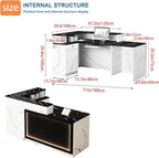 L-Shaped Reception Desk with Counter LED Light and Lockable Drawers and Storage Tall Modern Front Desk Reception Counter for Checkout Lobby Beauty Salon D Right 71inch/180cm