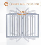Freestanding Pet Gate for Dogs, Indoor Wooden Foldable Dog Gate for House, Extra Wide, Pet Fence for Stairs, Doorways, Halls, Support Feet Included, 120 Inch Wide, 6 Panels 32",Grey