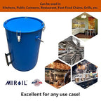 MirOil 6 Gallon Blue Oil Grease Bucket & Filter Pot – Steel Fryer Container w/Lid Lock & Clip, Food Grade Interior Coating - Hot Grease Collection Pot for Disposal Under Drain Valves – Model #30L