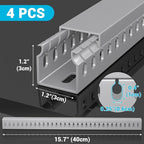 Open Slot Wire Duct Kit, 62.8"(4 x 15.7) Server Rack Cable Management, Cable Management Raceway for Hide Network HDMI VGA Cable, Wiring Raceway Cable Duct, Desk Wire Channel, 4 Pack, Grey