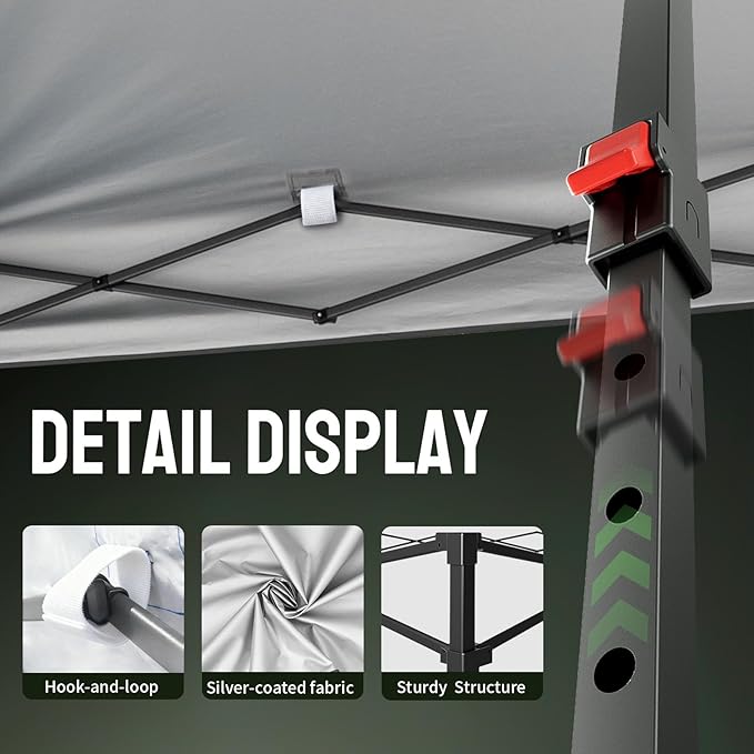 CROWN SHADES 10x10 Pop Up Canopy Tent - Patented Center Lock One Push Instant Outdoor Canopy Beach Tent with STO-N-Go Bag 8 Stakes & 4 Sand Bags，Blue