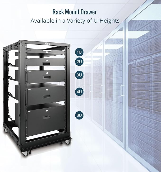 Tecmojo 4U Rack Drawer,Rack Mount Drawer for 19in Network Equipment/Server/AV Rack or Cabinet Enclosure,Sliding and Lockable Server Rack Drawer - Load-Bearing 44lb (20kg),with Cable Management Holes