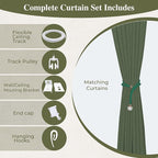 Faux Linen Semi Sheer Room Divider Curtain with Flexible Curtain Track, Extra Wide Light Filtering Privacy Curtain for Patio Sliding Glass Door, Living Room Bedroom, Olive Green, W100xL96, 1 Panel