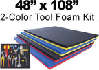 5S TOOL BOX SHADOW FOAM ORGANIZERS (2 COLOR) CUSTOM SIZE ROLL (48" x 108", Blue Top/Yellow Bottom)
