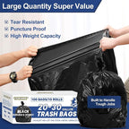 20-30 Gallon Trash Bags Black - 1.28 Mil Thick,30" x 35" Large Garbage Bags 100 Count，20+ Gallon Heavy Duty Trash Can Liners Unscented for Kitchen Home Office Commercial Outdoor