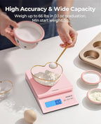 MUNBYN Shipping Scale, Accurate 66lb/0.1oz Postal Scale with Sweet Pink Style, Hold/Tear/PCS Function, Auto-Off, Battery & AC Adapter, Back-Lit LCD Display, Digital Scale for Packages and Food Pink