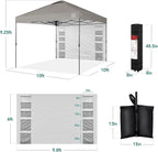 Best Choice Products 10x10ft Easy Pop Up Canopy w/Side Wall, 10 Pockets, Portable Carrying Case, 1-Button Setup, 4 Weight Bags - Light Gray