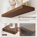 fuqing 24 Inch Floating Shelves Set of 2, Rustic Solid Wood Wall Mounted Shelves for Decor & Storage, Dark Walnut Shelves for Bedroom Kitchen Living Room - Dark Walnut