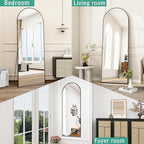 TinyTimes 64''x21'' Arched Full Length Mirror with Stand, Full Body Mirror, Mirrors Full Length Floor Freestanding, Wall Mounted Mirrors for Bedroom Living Room Cloakroom (Black)