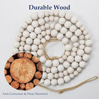 Hanging Photo Display Wall Decor with 15 Wood Clips, YuanDe 67 Inches Boho Wooden Bead Garland Collage Picture Frame Photos String DIY, Photo Hanger for Bedroom Office Dorm Room Decor Gifts(1PCS)