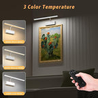 Lightbiz Picture Light, 15.35inch 5400mAh Rechargeable Picture Lights for Wall Battery Operated Wall Lights with Remote, 3 Colors Paintings Light Dimmable Art Light for Artwork, Gallery (Silver)