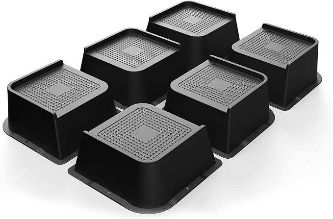 Bed Risers 2 inch, 3 inch, 4 inch, 6 inch or 8 inch Heavy Duty Furniture Risers, Up to 6000 Lbs L Shaped Design Bed Lifts Blocks for Couch Desk Sofa Table (Black, 2 Inch 6 Pack)