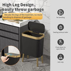 Procade 2Pack BathroomTrash Can with Lid, Modern Garbage Bin for Kitchen, 4 Gallon Garbage Can with Gold Edge, Plastic Trash Bin Waste Basket for Bedroom, Living Room,Office(Black+Green)