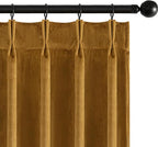 MIULEE Gold Velvet Blackout Curtains 96 inches Long, Pinch Pleated Drapes with Hooks, Thermal Insulated Pleat Design Luxury Panels for Living Room Bedroom, Set of 2