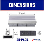 Master Magnetics Magnetic Sign Holder Pack - Magnetic Sign Holders for Door Frames, Metal Shelves, Whiteboards - Powerful Magnet - Retail EZ Grip Holder - 3" L x 1" W x 0.75" H - 25-Pack