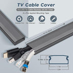 62.8in TV Cable Hider - Cord Hider Cable Management Wall, Cable Raceway Grey Wire Hider, Paintable Cable Concealer for Wall Mounted TV, Wall Wire Covers for Cords, 4* L15.7in *W1.2in *H0.59in