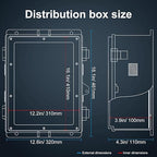 Outdoor Electrical Junction Box with High Power Outlet, ABS Water Resistant Enclosure with Internal Mounting Panel & Hinged Cover. (18.1" H* 12.6" L* 4.3" W & Outlet)