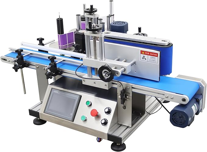 TECHTONGDA Automatic Round Bottle Labeling Machine with Conveyor Bottle Diameter 1.57-3.9inch for Paper Label Gold Label Silver Label Transparent Label