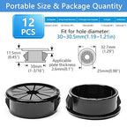 12 Pcs Cable Grommet, Snap Bushing 1-3/16" (30 mm) Mounting Diameter, Flexible Petal-Shaped Buckle Round Nylon Desk Grommet for Wires Through Countertop Cord Organizer and Protection, Black