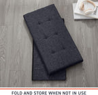 Ornavo Home Foldable Tufted Linen Large Storage Ottoman Bench Foot Rest Stool/Seat - 15" x 30" x 15" (Black)