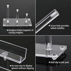 MOOCA 3 Tier Premium Acrylic Eyewear Display Stand, Sunglasses Rack Holder, Sunglasses Stand, Eyewear Organizer for Eyeglasses, 5 in H