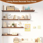 12 Inch Deep Floating Shelves for Wall 3 Pack Floating Shelfs Large Storage Space Wall Decor Display Shelf for Bathroom Living Room Bedroom Kitchen 48" W x 12" D x 1.2" H Walnut