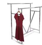Econoco - Adjustable Heavy Duty Double Bar, Retail Clothing Rack, Rectangular Hangrail Rack w/V-Brace