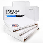 White Mailing Boxes 12"x10.5"x2", Pack of 50, USA-Made - Strong, Easy to Fold Cardboard Boxes for Secure Storage, Shipping and Moving - Water-Resistant and Snug Fit Cardboard Mailers by IDL Packaging