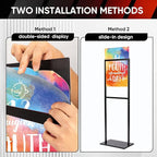 Sign Holder Stand, heavy Duty Pedestal poster stand for display,22×28 inch slide-in double sided banner poster sign holder floor stand for indoor Display (22×28)