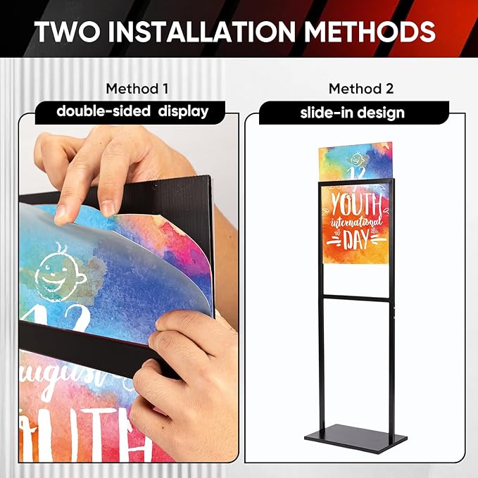 Sign Holder Stand, heavy Duty Pedestal poster stand for display,22×28 inch slide-in double sided banner poster sign holder floor stand for indoor Display (22×28)