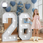 Marquee Numbers 3 Feet Tall Big Light Up Numbers 26th Birthday Decorations Women Men Graduation Decorations 2026 White Anniversary Party Decor Large Cardboard Prop Backdrop Sign 26