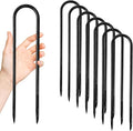 Anothera 8 Pack Trampoline Stakes Anchors High Wind, 12 Inches Tent Stakes Heavy Duty, Galvanized Steel Ground Stakes Kit, U Shaped Rebar Stakes for Trampoline, Tents, Fence