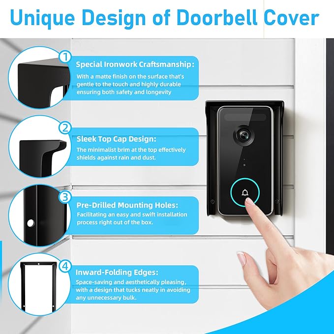 Ring Doorbell Cover,Doorbell Rain Cover,Waterproof Ring Doorbell Anti-Glare Cover，Ring Doorbell Rain Shield/Protector/Plate/Guard,Suitable for Access Control Keypad，Fingerprint Lock，Outdoor Keypad，etc
