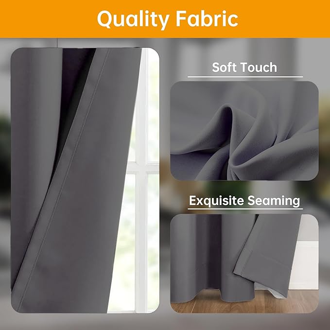 Room Divider Curtains Flexible Ceiling Tracks set Curtain track Ceiling Mount Blackout Curtain for Living Room Bedroom Ceiling Curtain Rod Privacy Dividers Panels W180 x H108 Grey Drape & Black rail