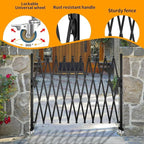 Expandable Barricade Gate,129” Safety Metal Dog Gate with Casters,Accordion Garden Yard Indoor Outdoor Retractable Fence Folding Security Dog Gates Wall Mount,Black