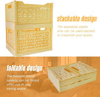 Domiella 2-Pack Crates for Storage, Storage Crates Plastic Stackable, Foldable Crate for Office Home Kitchen Bedroom Bathroom (Tall, Yellow)
