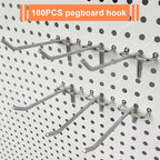 100 Pack Peg Board Hooks, 4 Inch Stainless Steel Pegboard Hooks, Shelving Display Hanging Peg Board Holders for 1/8 Pegboards for Garage, Office,Kitchen, Store