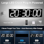 Large Digital Wall Clock 28" with GPS Auto-Sync, Remote Control & Timer, Wall-Mounted for Classroom, Office, Gym, Conference Room