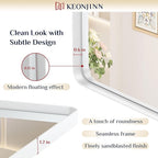Keonjinn White Bathroom Mirrors for Over Sink, 30 x 36 Inch Metal Framed Bathroom Mirror for Wall, Rounded Rectangle Matte White Mirror with HD Tempered Glass, Hangs Horizontally or Vertically