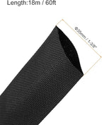 MECCANIXITY Braided Cable Sleeves Heat Shrinkable Fabric Sleeving, 1 3/8" 60ft Black 2:1 Ratio Heat Shrinkable Cord Protector for Harness Cable, Network Cable Protection, Cable Management