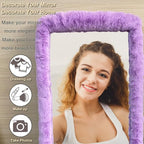 Fluffy Mirror Cover - 64"x21" Full Length Stretch Universal Ultra Soft Non-Slip Cover Warm Home Decor for Bedroom Cloakroom, Gift for Girls