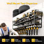 49" W Large Power Tool Organizer Wall Mount, 4 Layer Heavy Duty Loads 800 lbs, Tool Rack Holds 12 Cordless Drills, Large Capacity Battery Holder for Garage Storage, Christmas Gift for Men