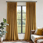 MIULEE Gold Velvet Blackout Curtains 108 inches Long, Pinch Pleated Drapes with Hooks, Thermal Insulated Pleat Design Luxury Panels for Living Room Bedroom, Set of 2